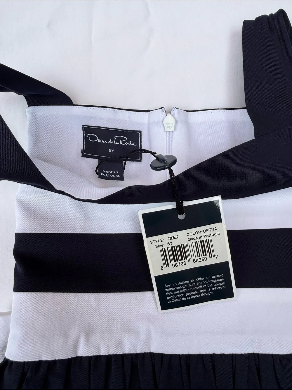 Oscar de la Renta Black and White Tiered Girls' Dress (stain on bow)